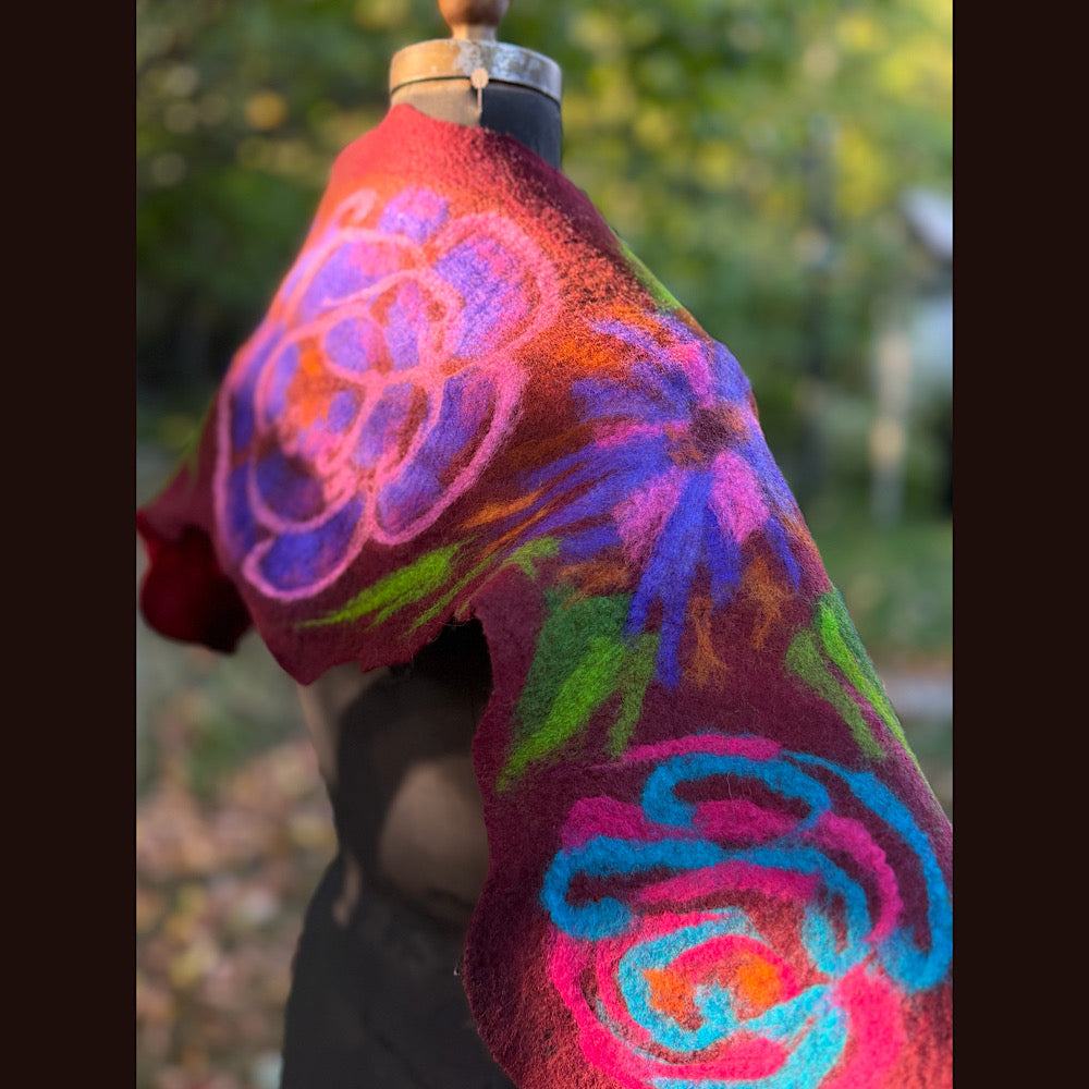 Handmade Felted Wool Scarf 82” X 25”