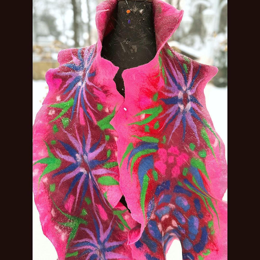 Handmade wool Felted Scarf 88” X 17”