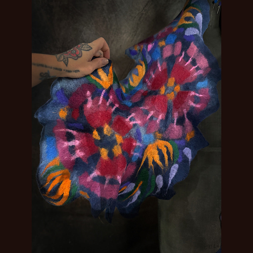 OOAK Handmade wool Felted Scarf 84” X 17”