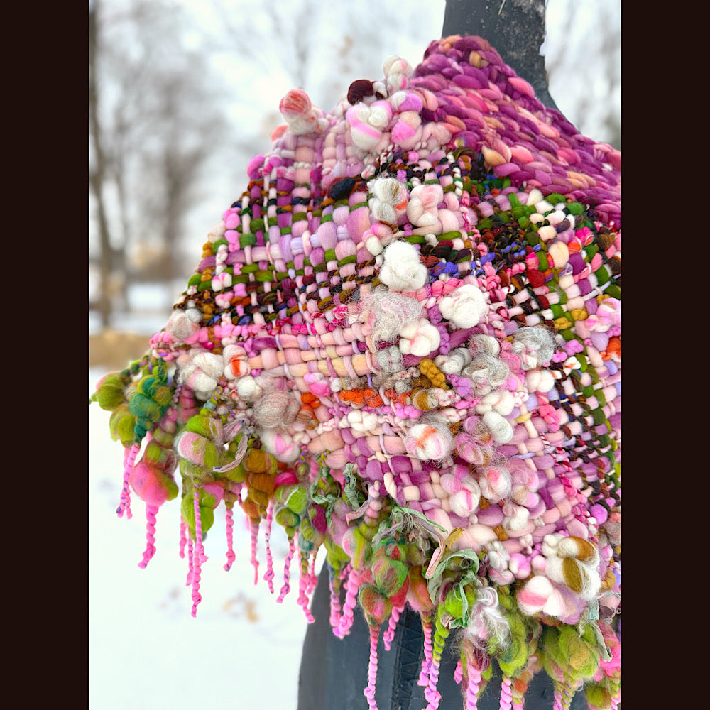 Handmade wool Woven Scarf shawlette 26”X  20” larger size