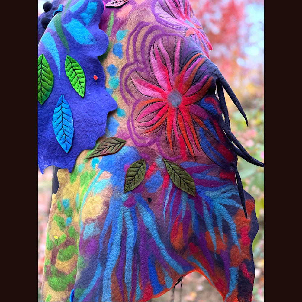 Handmade Felted Wool Scarf 74” X 33”