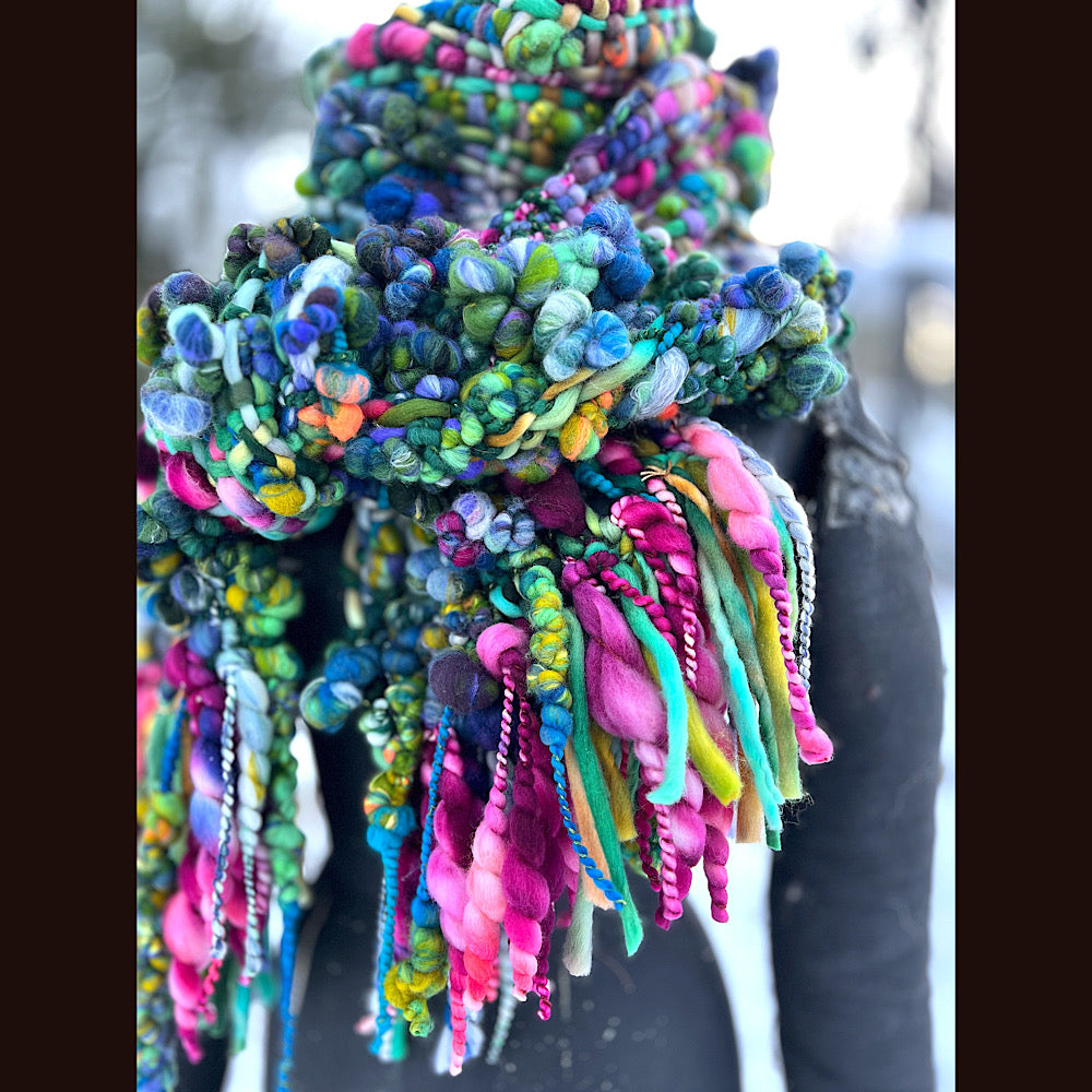 Woven art yarn Scarf 92” X 8.5”