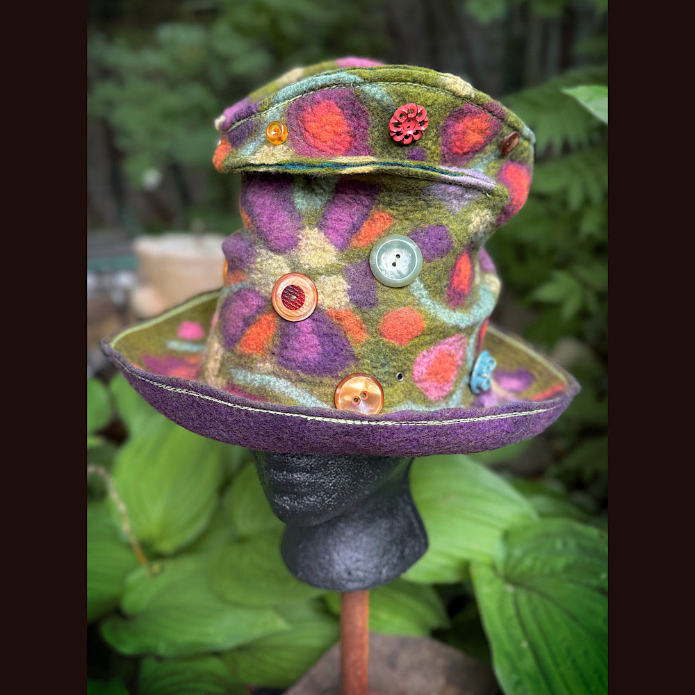 OOAK Handmade wool Felted hat 22” small