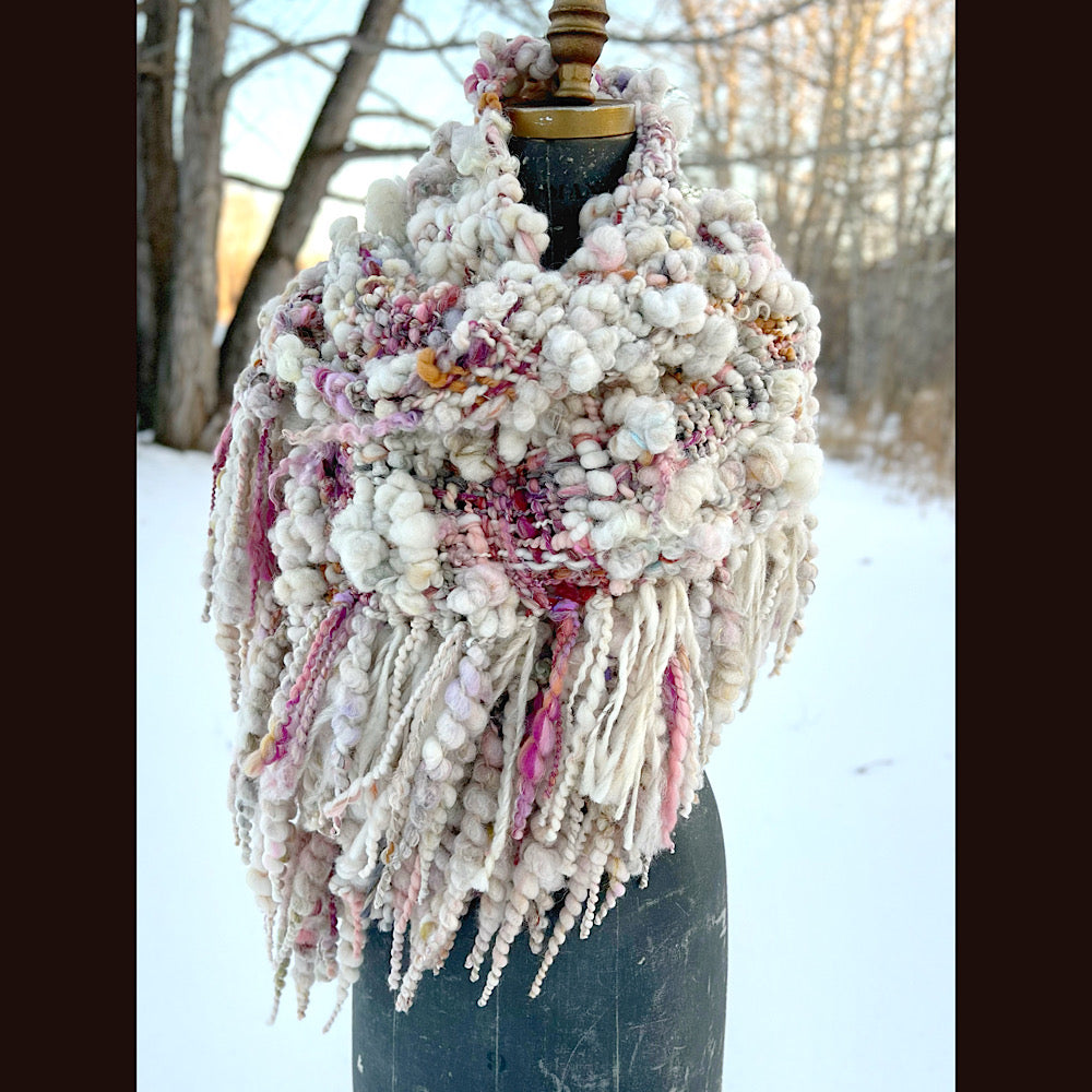 The Snow Rose Shawl  64” X 22”  1.3 pound