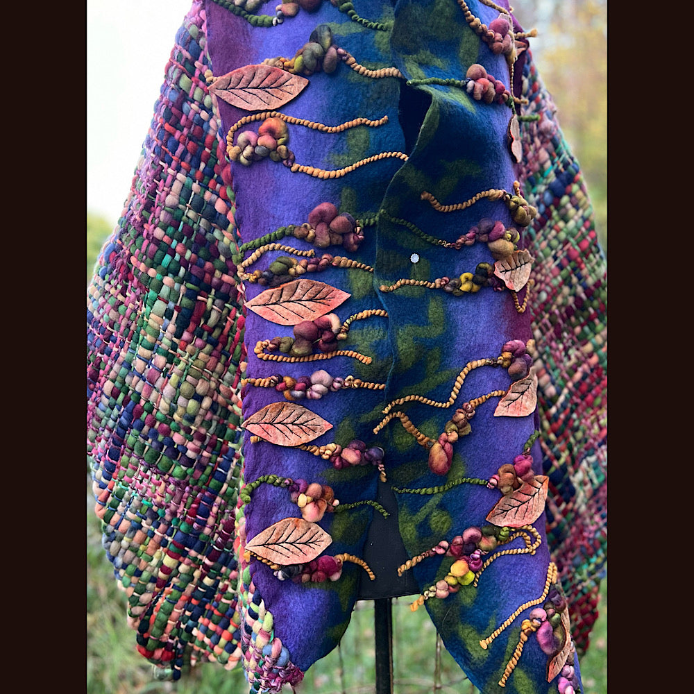 Felted and woven Shawl 84” X 23”