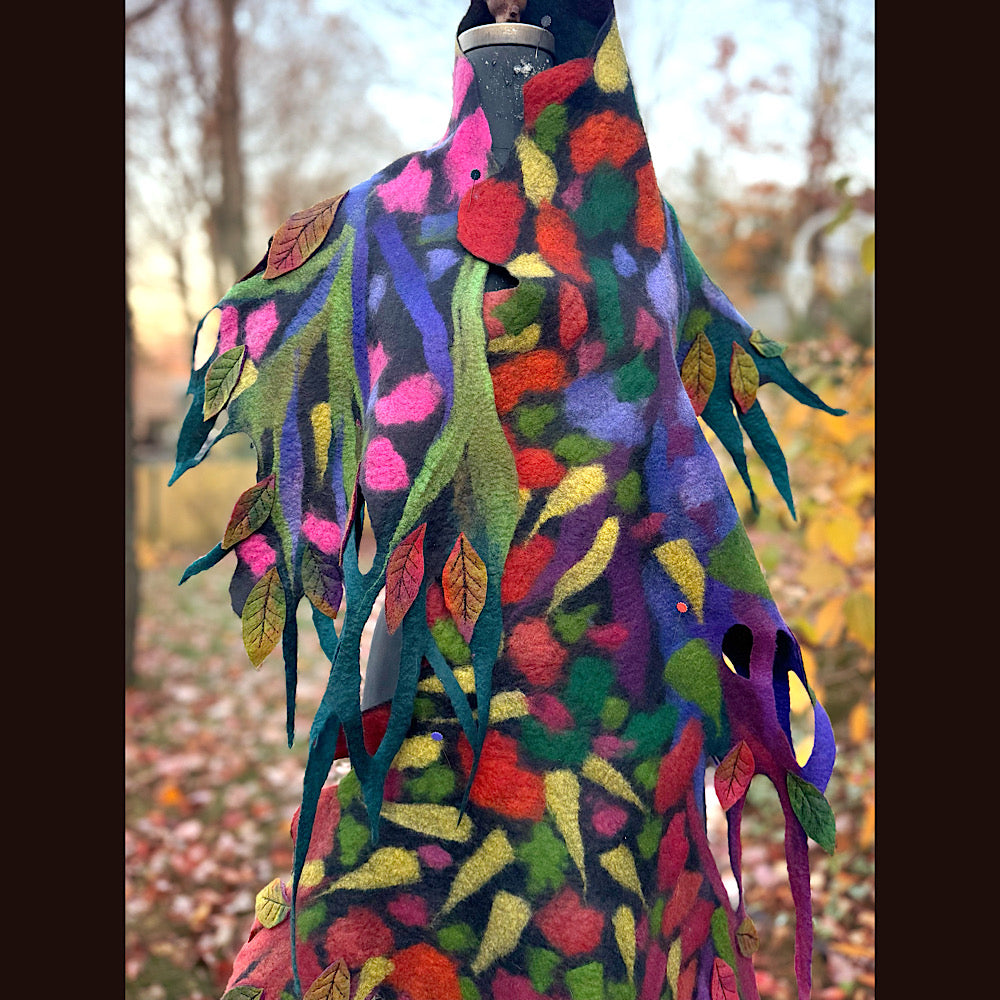 Handmade wool Felted Scarf 86 X 24”