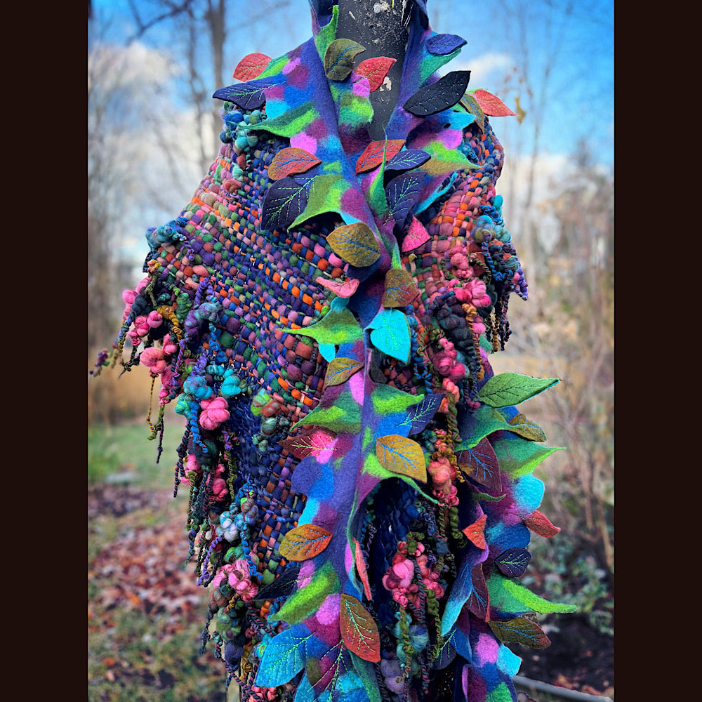 Handmade wool Felted Scarf 88”X 18”