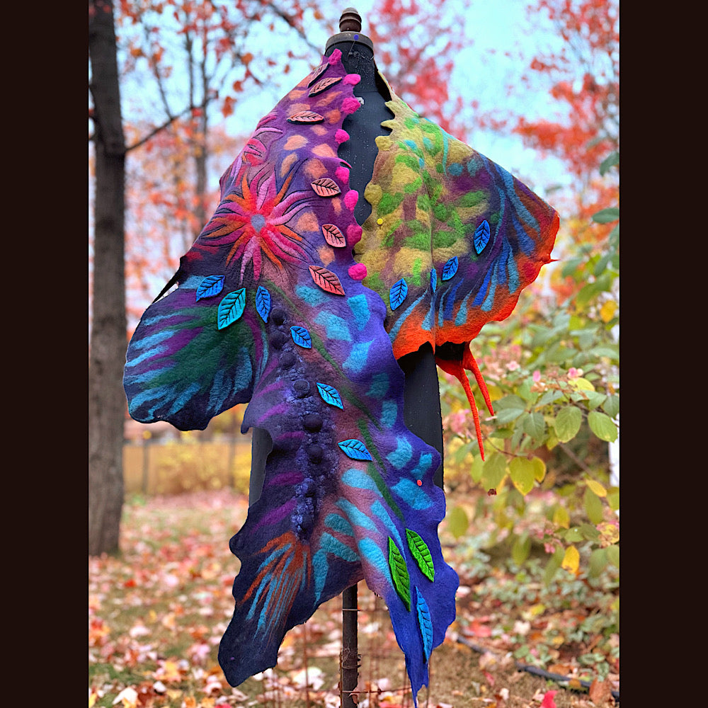 Handmade Felted Wool Scarf 74” X 33”