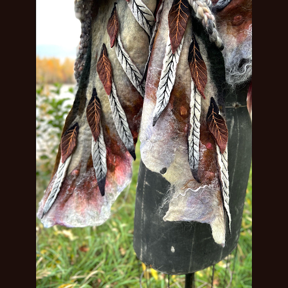 The Owl  felted shawl 80” X 25”