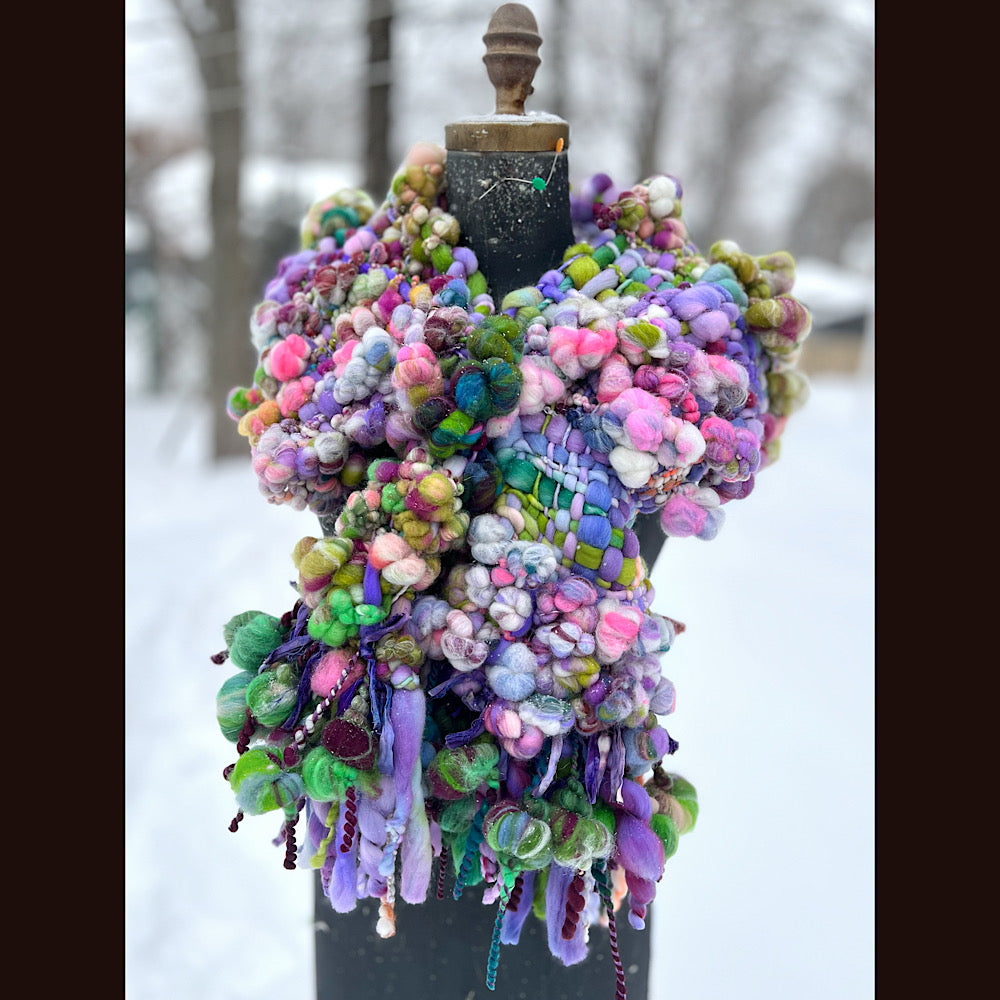 Winter rose Woven art yarn Scarf 100” X 7-8”