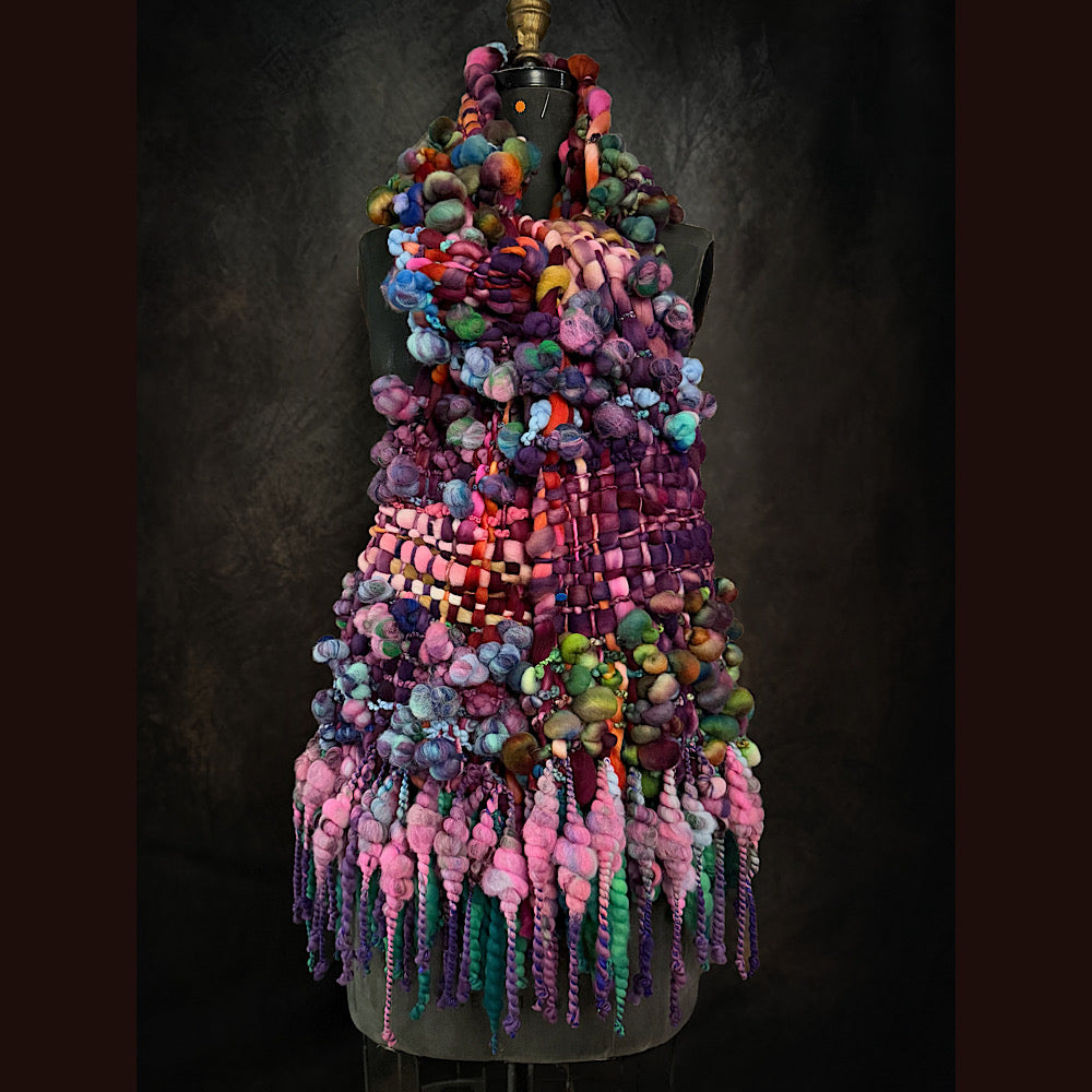 OOAK Handmade wool Woven Scarf 84” X 9”