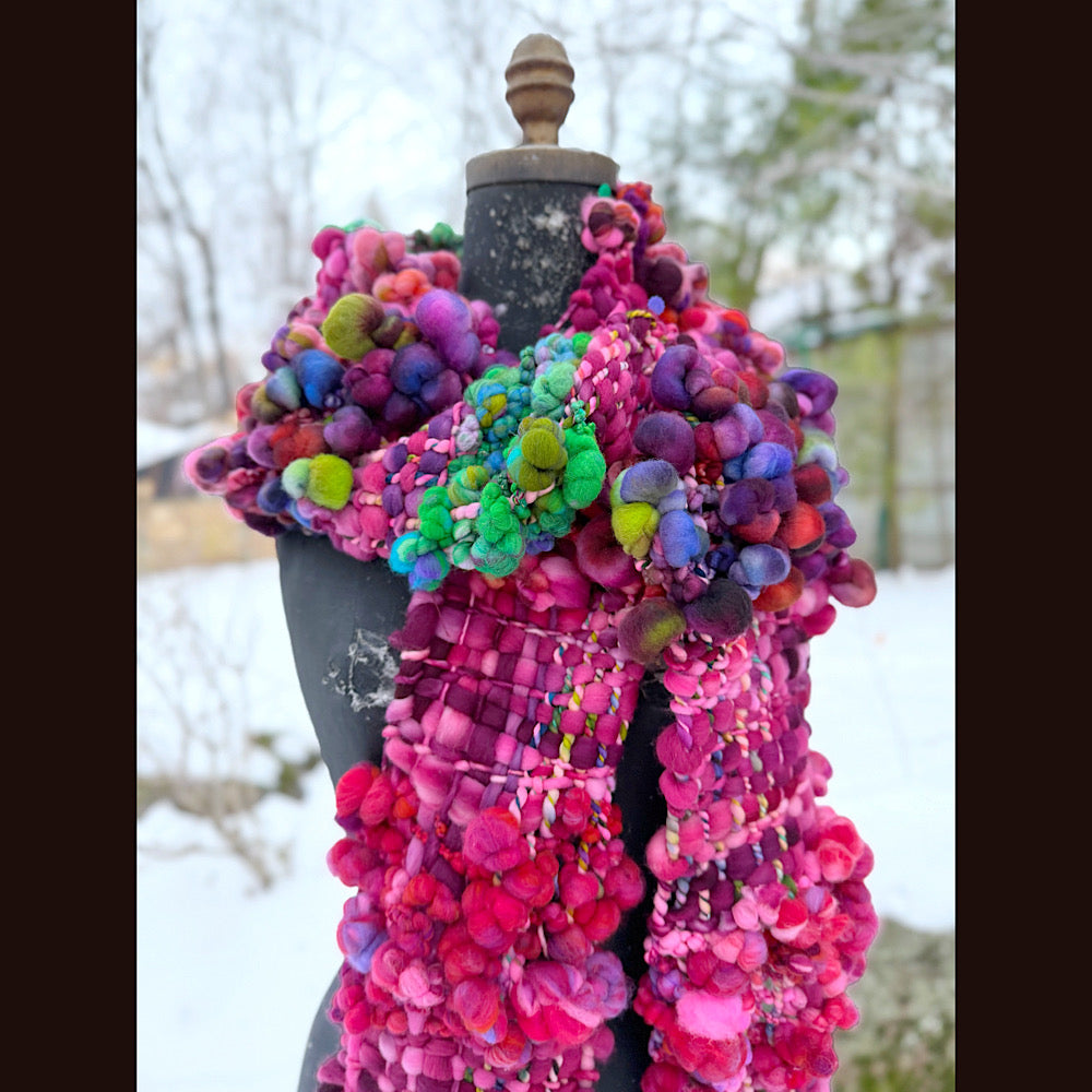 Handmade wool Woven Scarf 88” X 7”