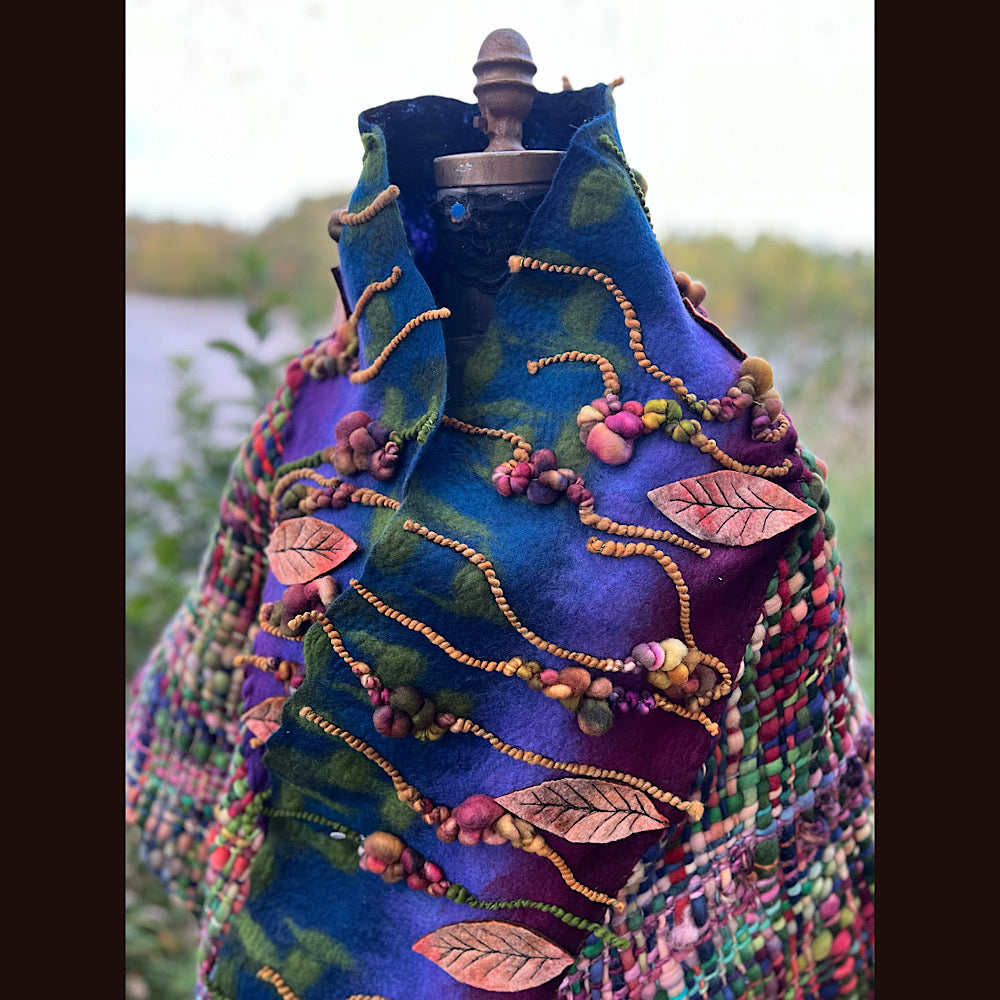 Felted and woven Shawl 84” X 23”