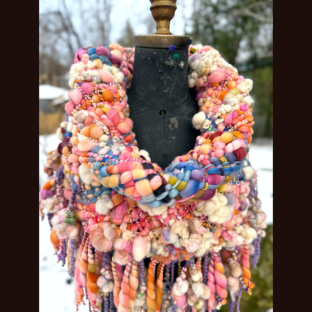 Handmade wool Woven Scarf shawlette 20” X 19”