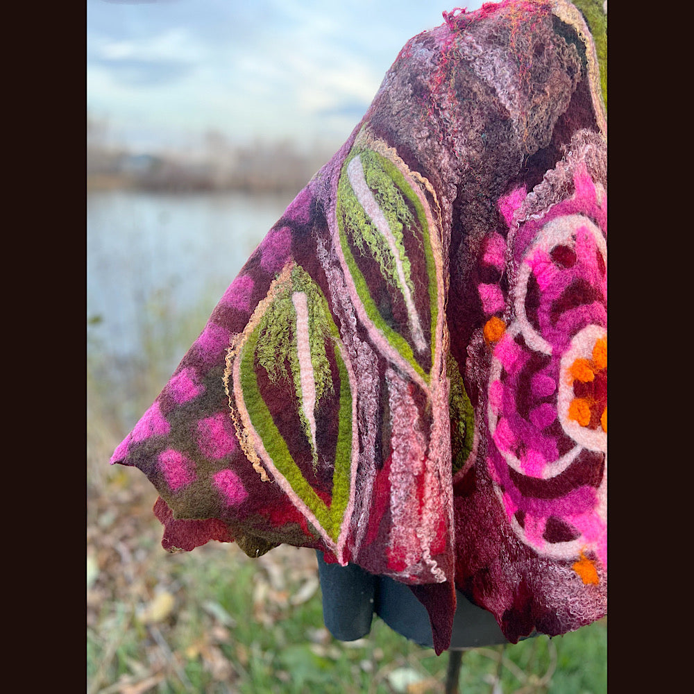 Felted floral capelet