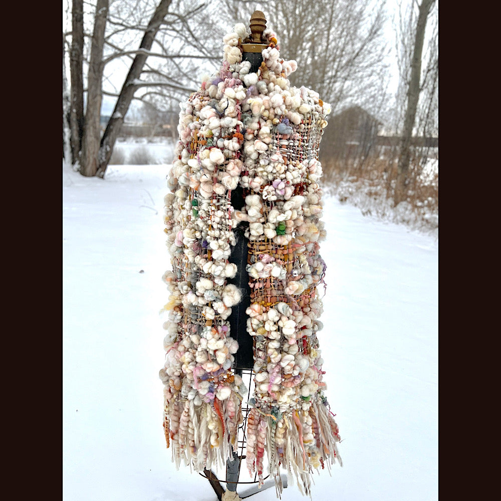 The Snow Rose Scarf 92” X 10”  1.2 pound