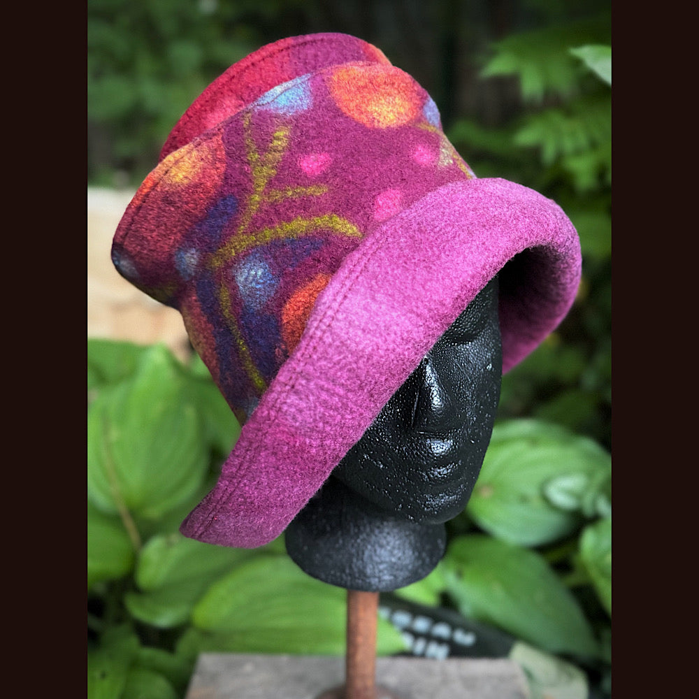 OOAK Handmade wool Felted hat 23.5” medium
