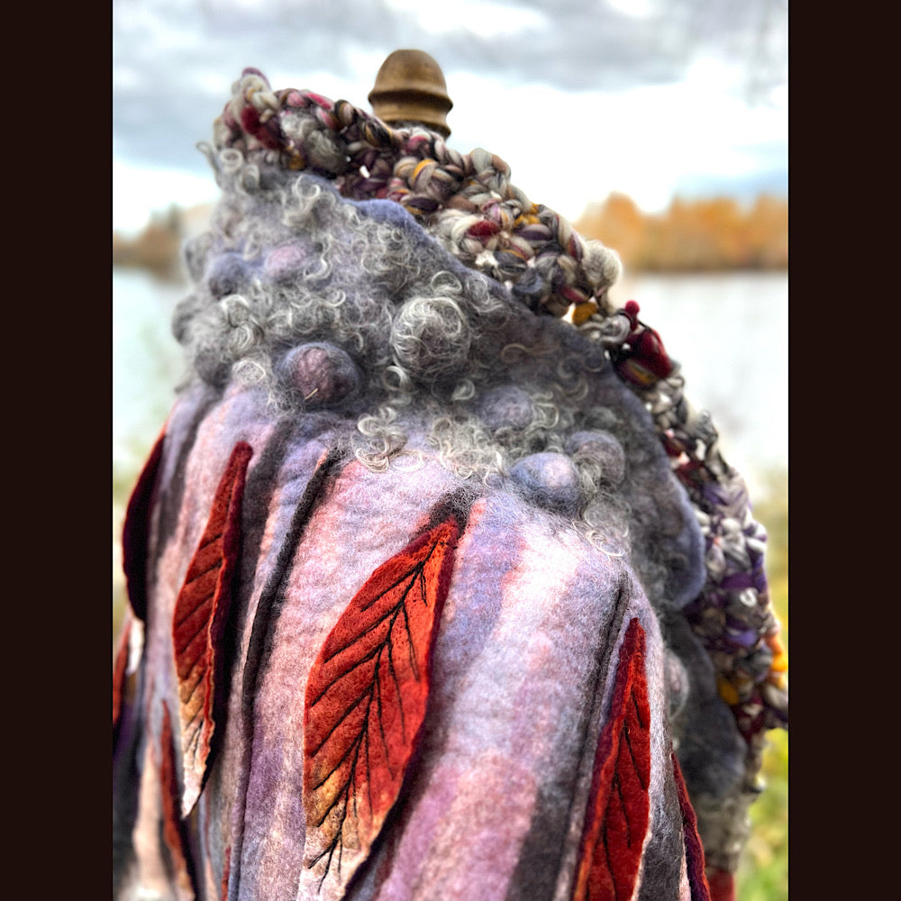 October sunset felted shawl 86” X 22”