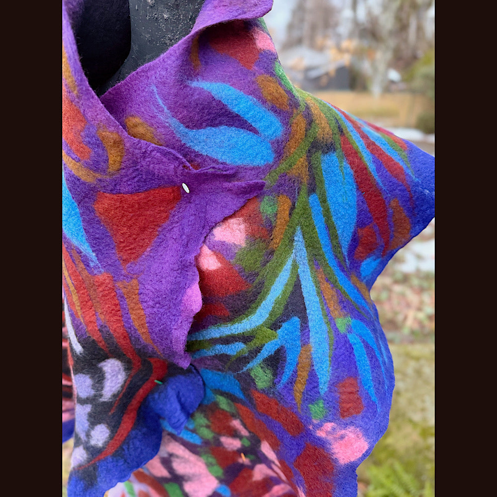 Handmade wool Felted Scarf 80” X 19”