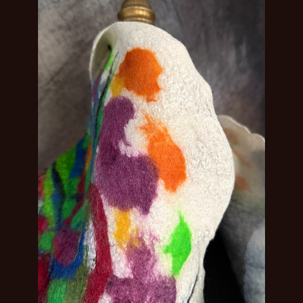 OOAK Handmade wool Felted Scarf 80” X 19”