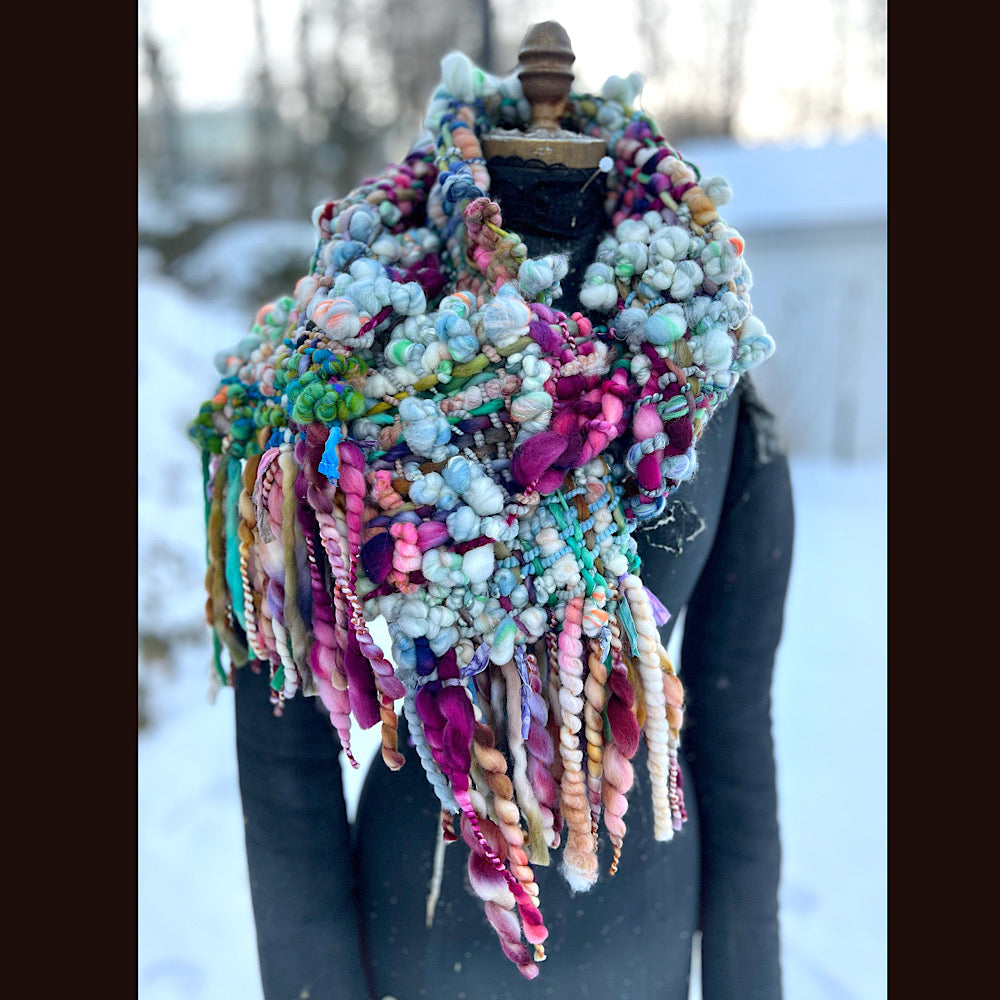 Woven art yarn Scarf 90” X 7”