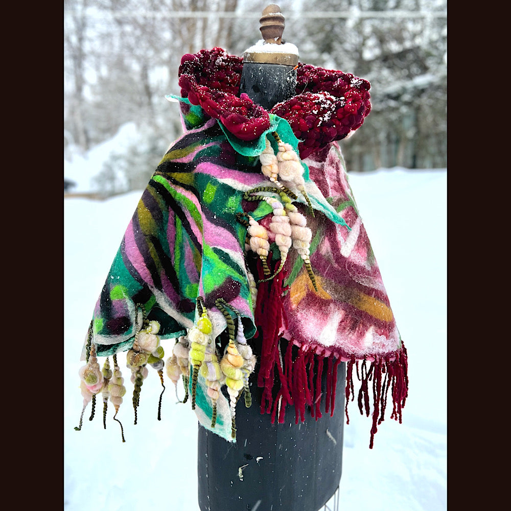 Rose felted wrap 57” X 27”