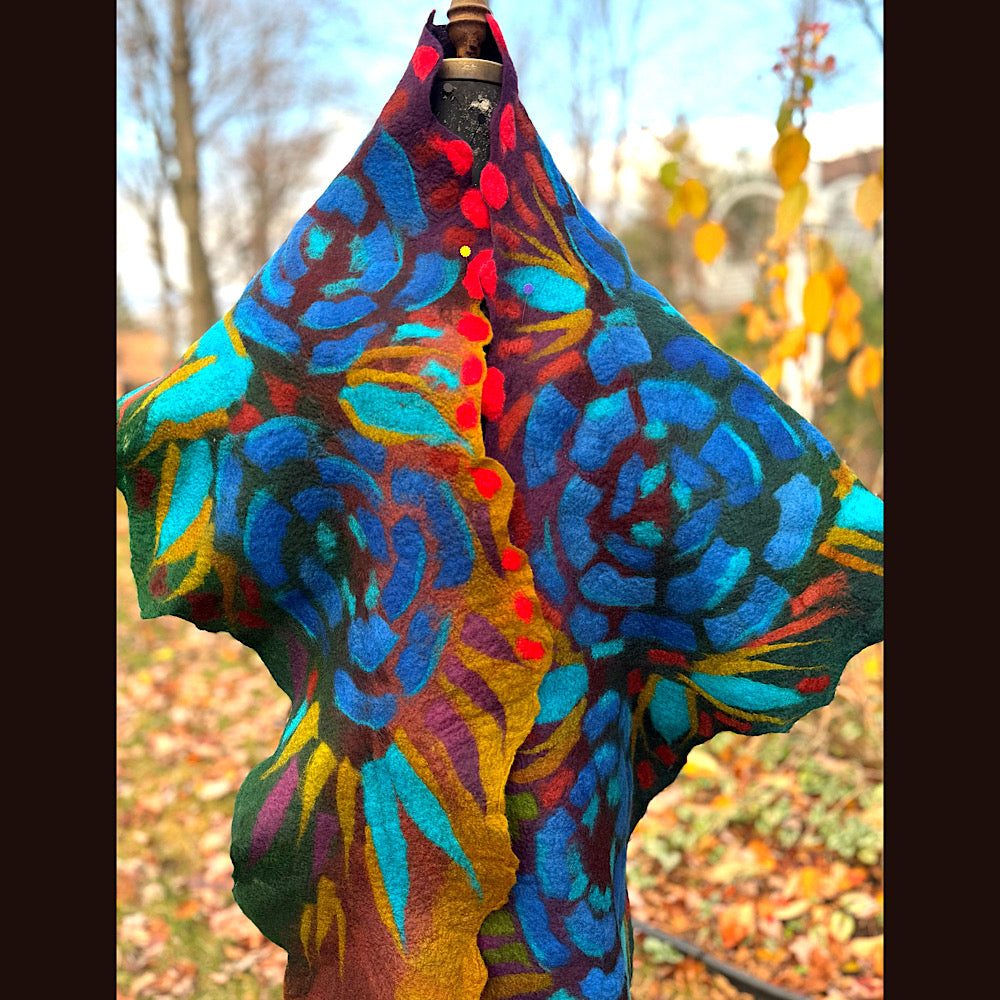 Handmade wool Felted Scarf 92” X 16”