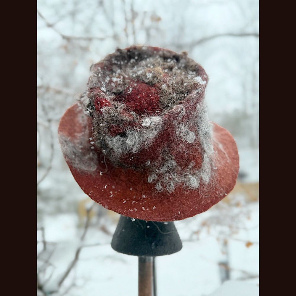 Handmade wool Felted hat 22.5” small