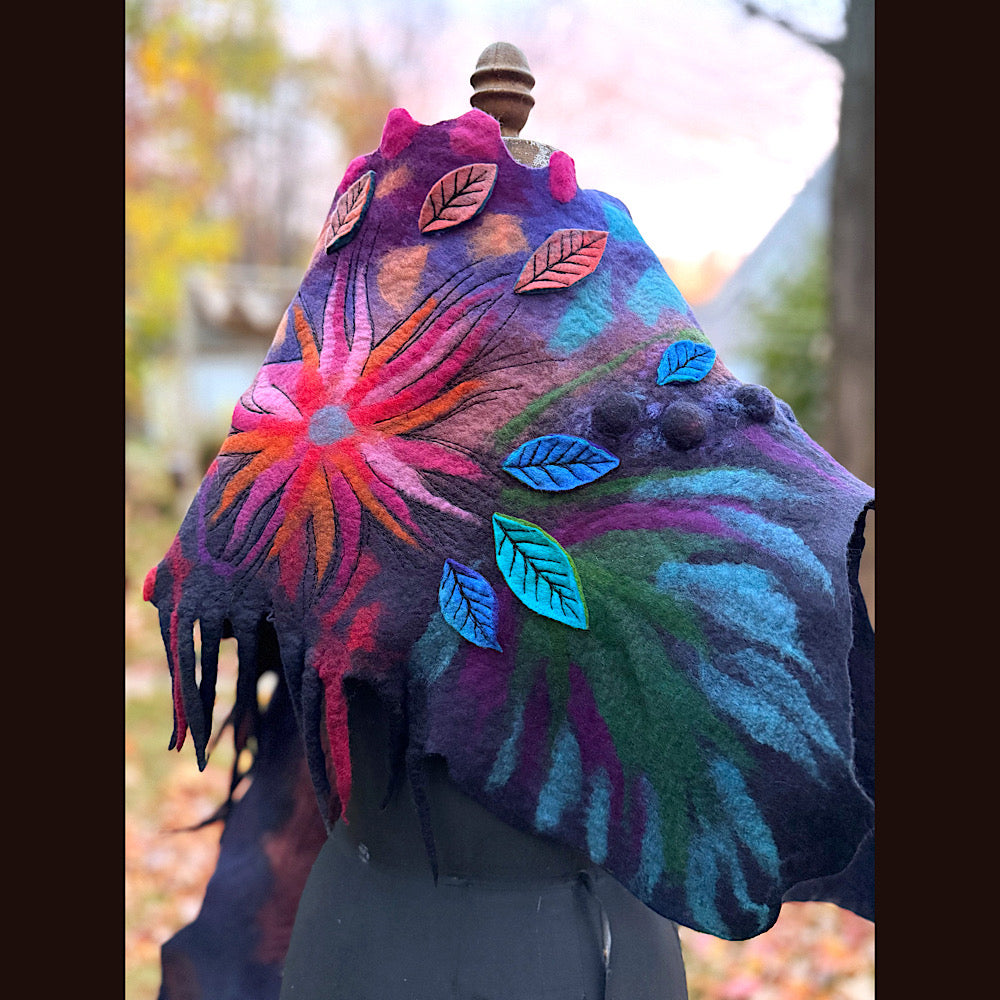 Handmade Felted Wool Scarf 74” X 33”