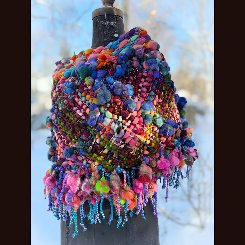 Handmade wool Woven Scarf shawlette 26”X  18” larger size