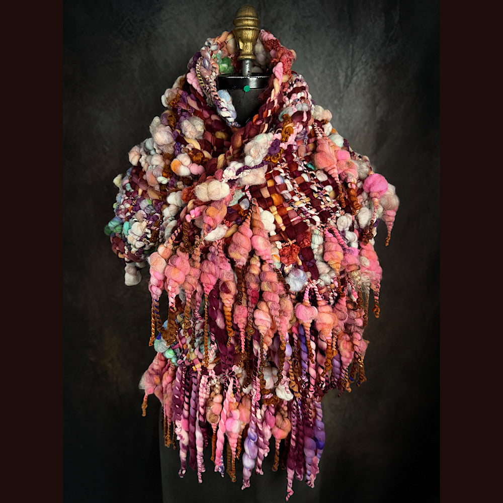 Handmade wool Woven Scarf 86” X 11”