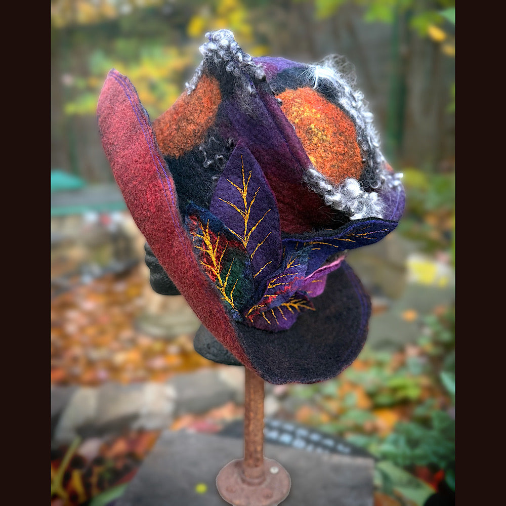 OOAK Handmade wool Felted hat 24” large