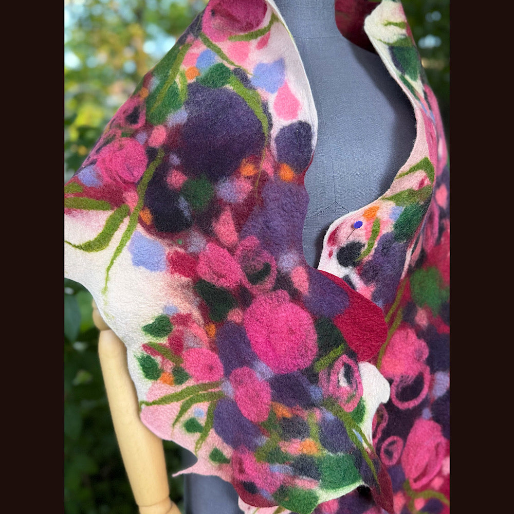 OOAK Handmade wool Felted Scarf 84” X 19” Original art work
