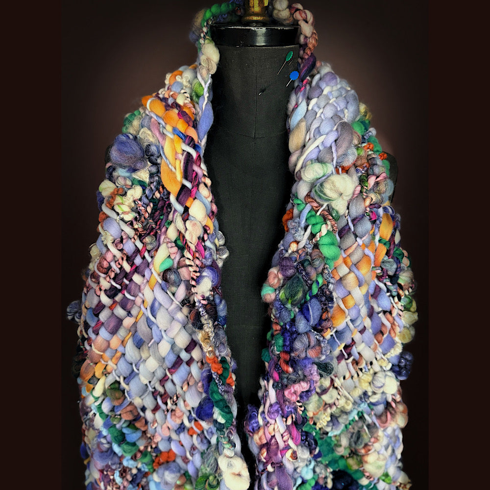 Handmade wool Woven Scarf 84” X 12”