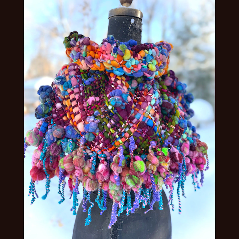 Handmade wool Woven Scarf shawlette 26”X  18” larger size