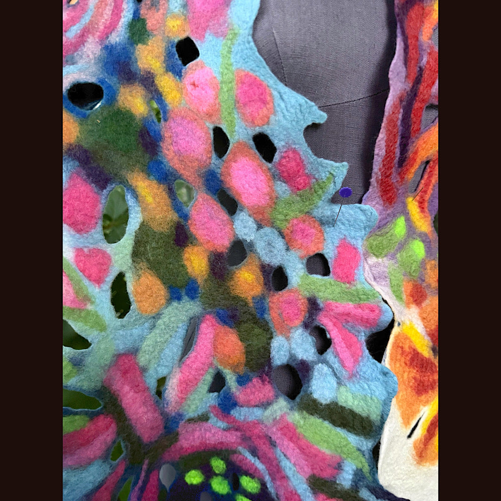 OOAK Handmade wool Felted Scarf 78” X 17” Original art work