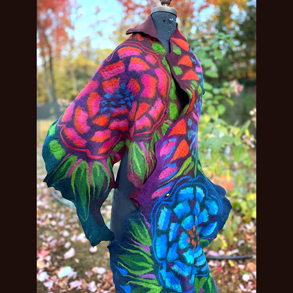 Handmade wool Felted Scarf 82” X 31”