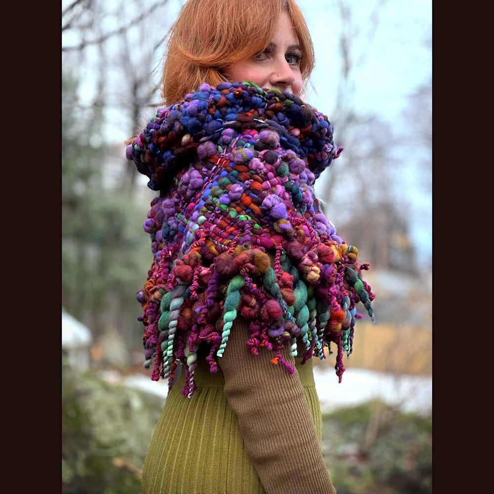 Handmade wool Woven Scarf shawlette 19” X 18”