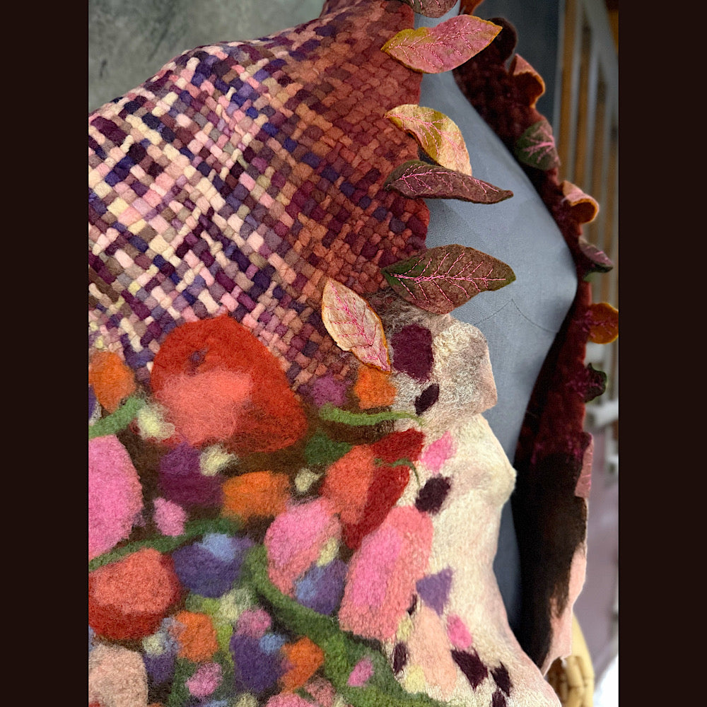 OOAK Handmade wool Felted Scarf 84” X 17” Original art work