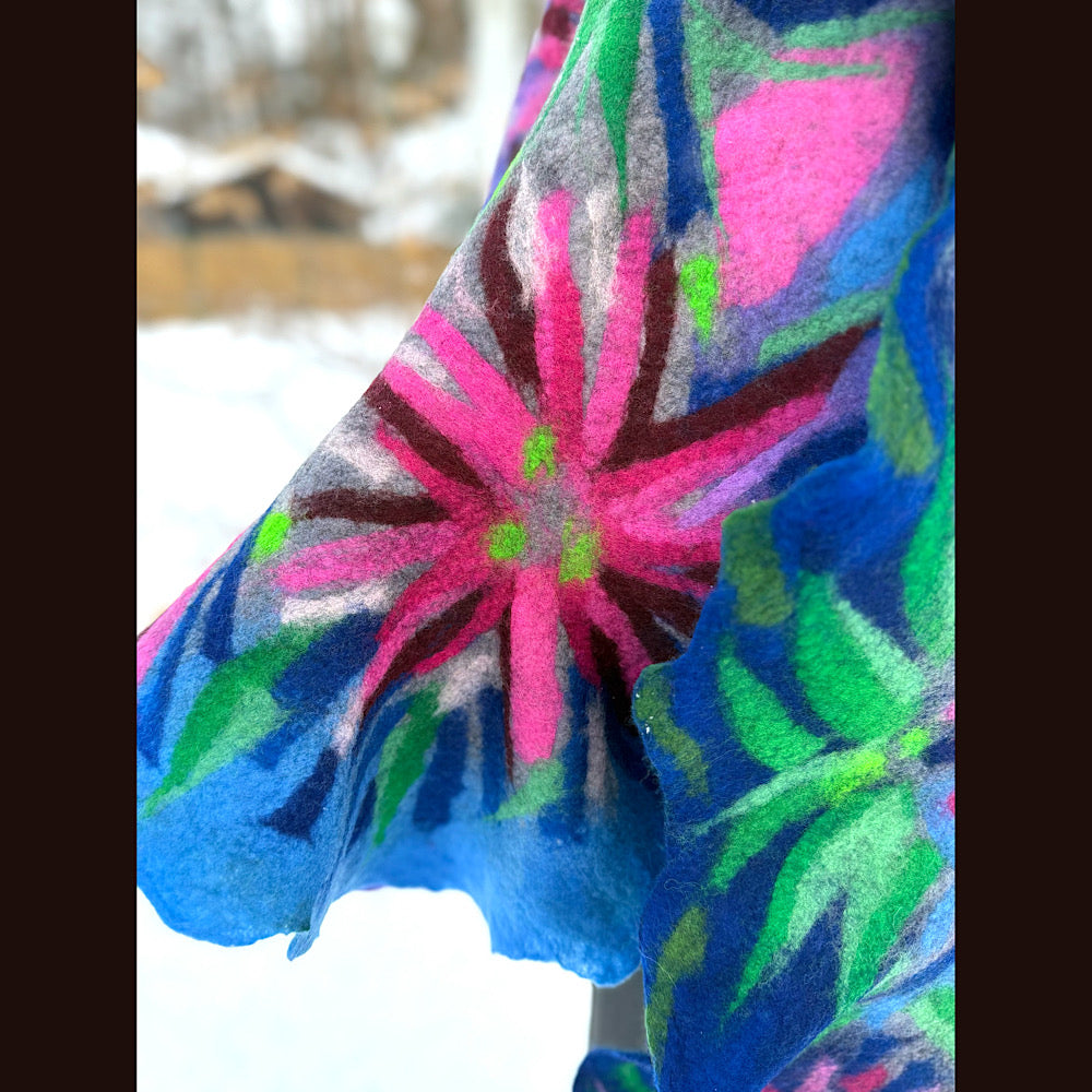 Handmade wool Felted Scarf 80” X 17”