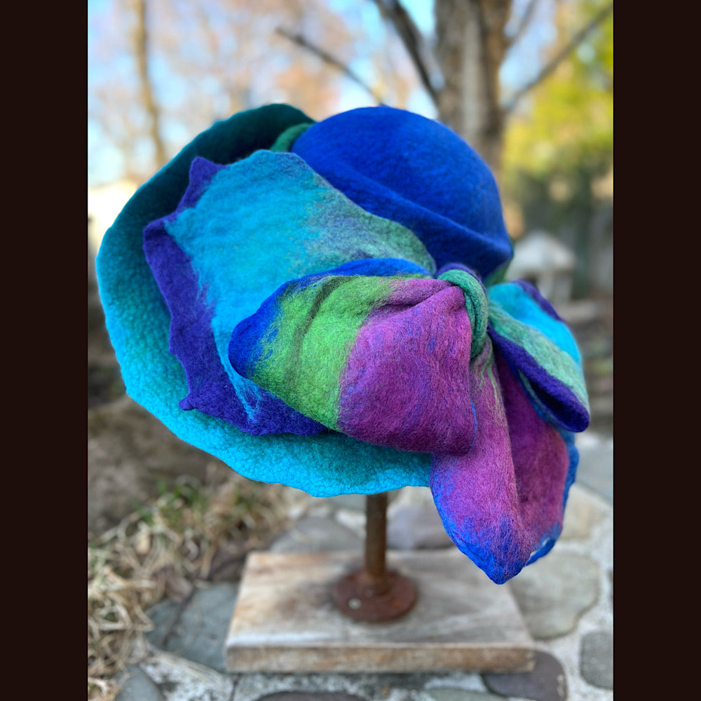 Felted top hat with bow 24” large