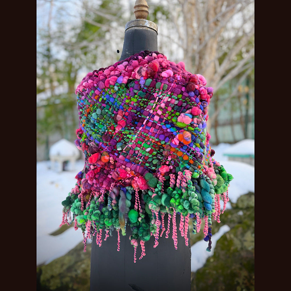 Handmade wool Woven Scarf shawlette