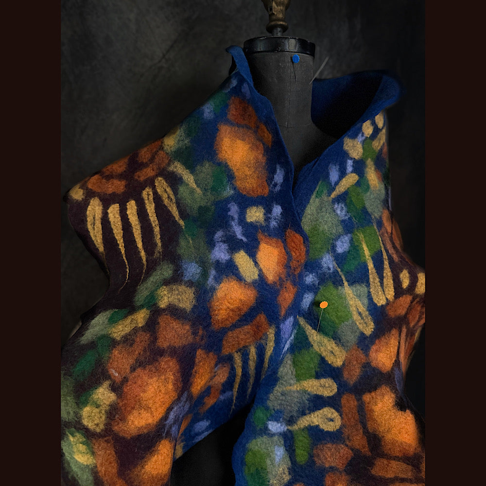 OOAK Handmade wool Felted Scarf 81” X 12”
