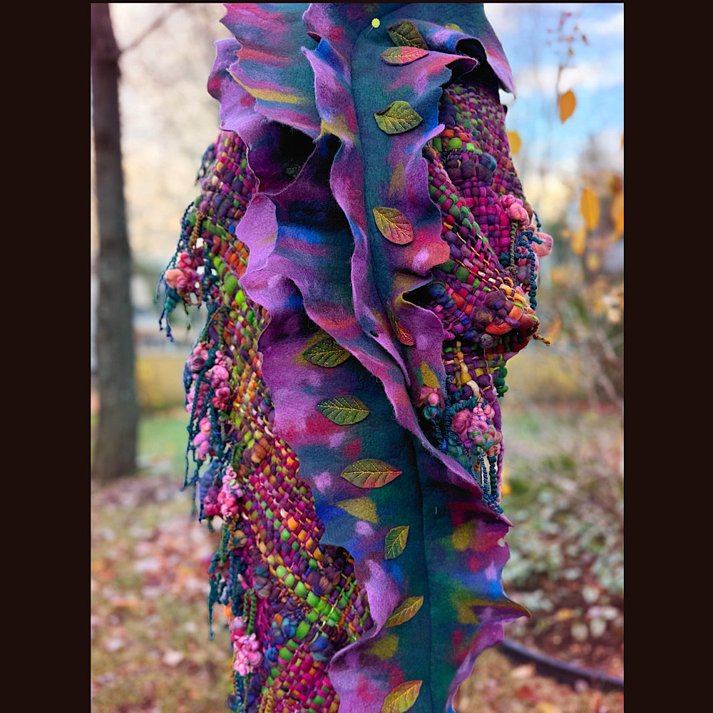 Handmade wool Felted Scarf 90” X 16”