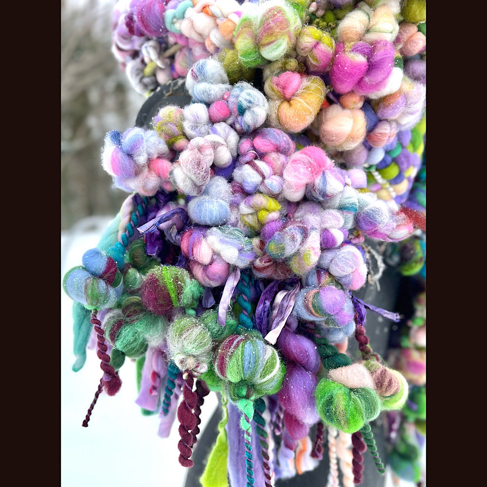 Winter rose Woven art yarn Scarf 100” X 7-8”