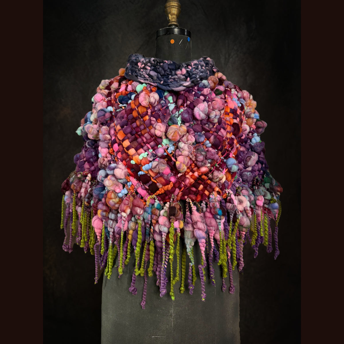 Handmade wool Woven Scarf shawlette 25” X  20” larger size