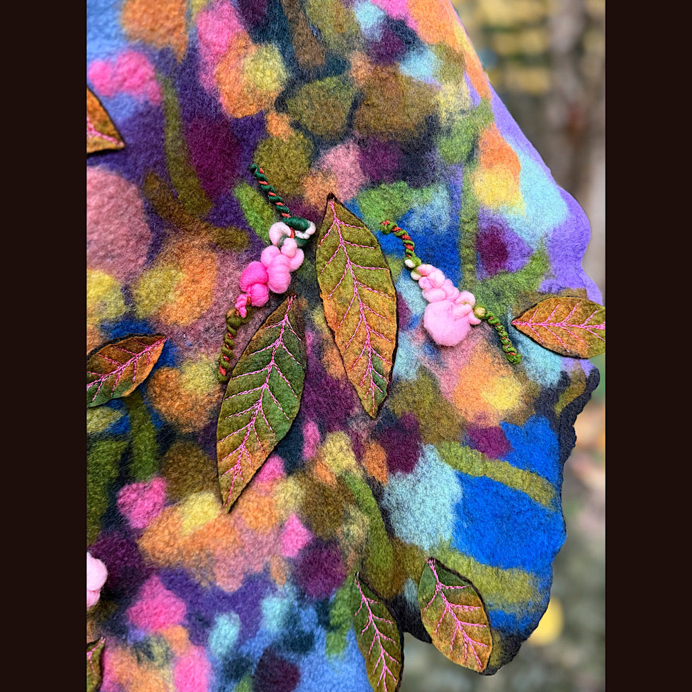 OOAK Handmade wool Felted Scarf 82” X 23” Original art work