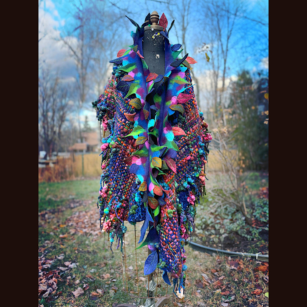 Handmade wool Felted Scarf 88”X 18”