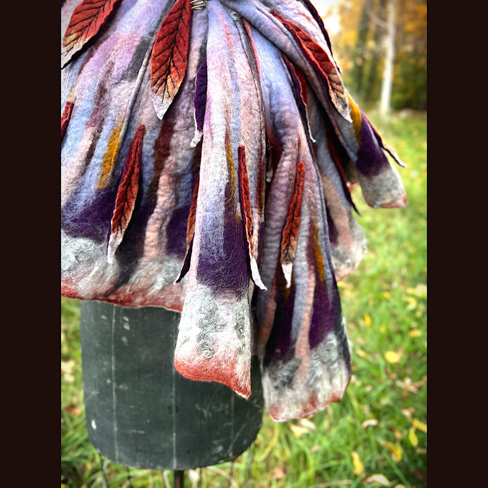 October sunset felted shawl 86” X 22”
