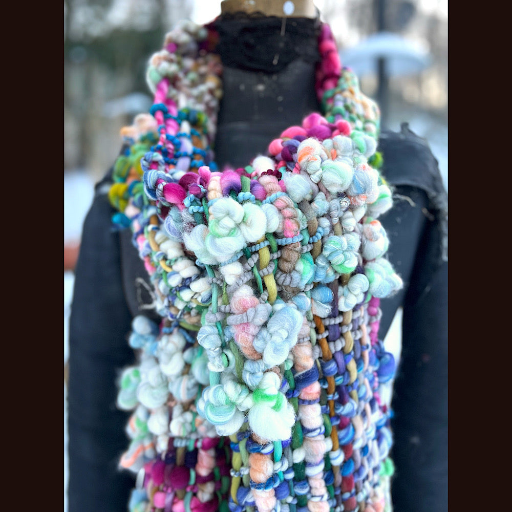 Woven art yarn Scarf 90” X 7”